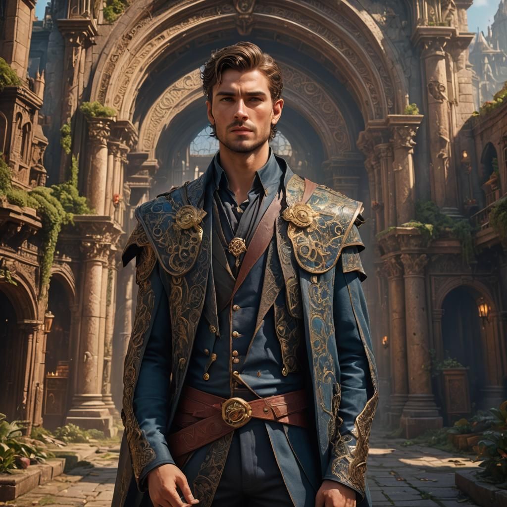 Elegant Young Man in Detailed Fantasy Art