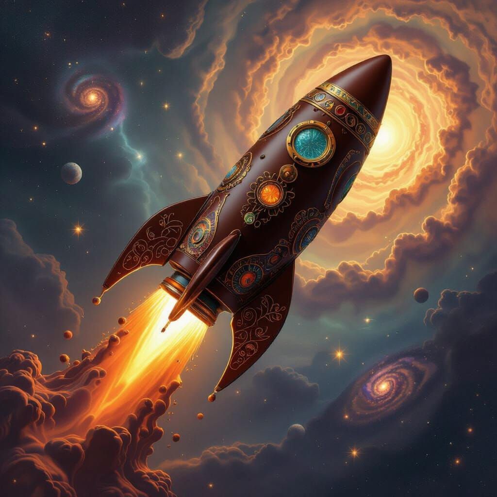 Melting Chocolate Rocket Ship Inspired by Surreal Art