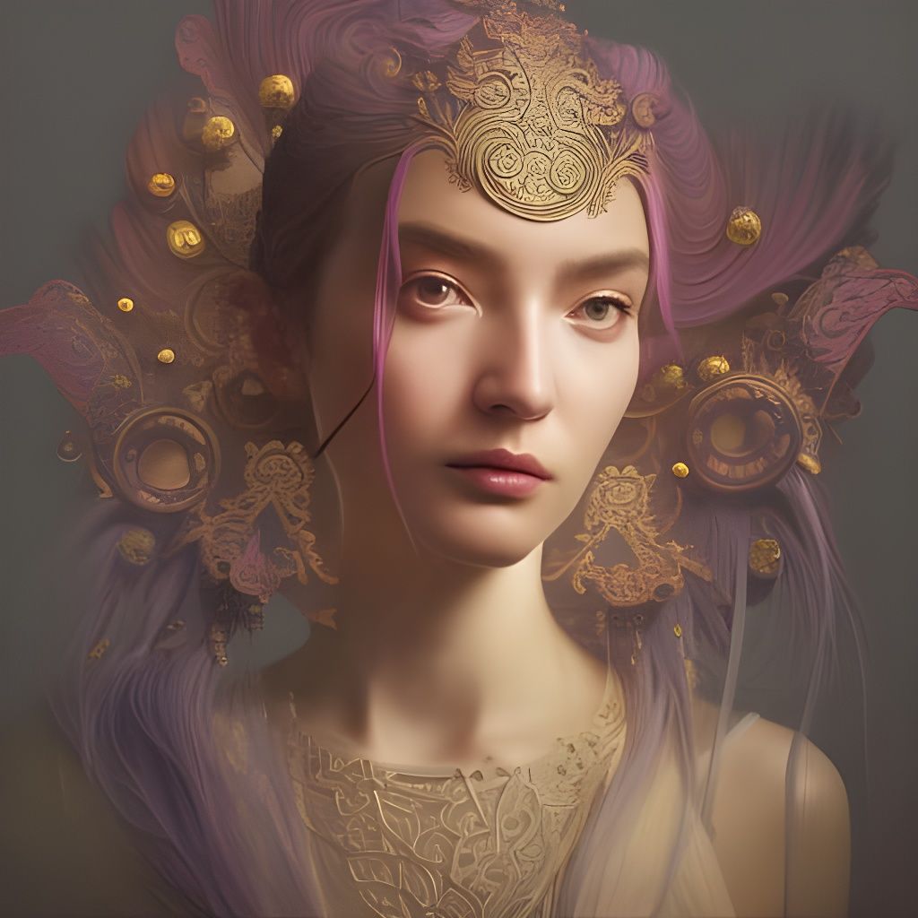 Majestic Young Woman in Silk Robes