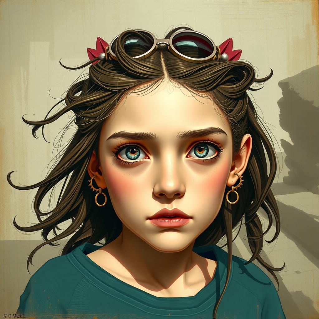 Mythical Girl with One Glowing Eye