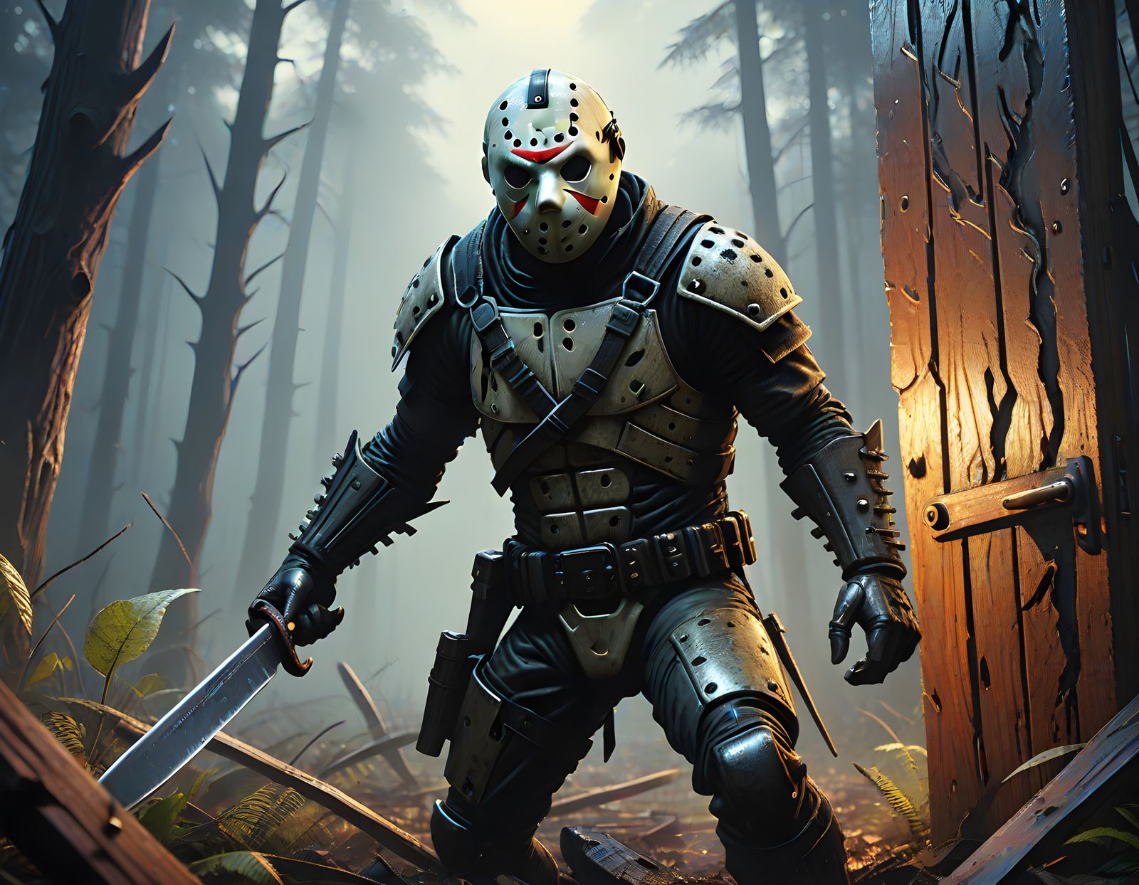 Happy Jason Horror Comic in Hyperrealism Style