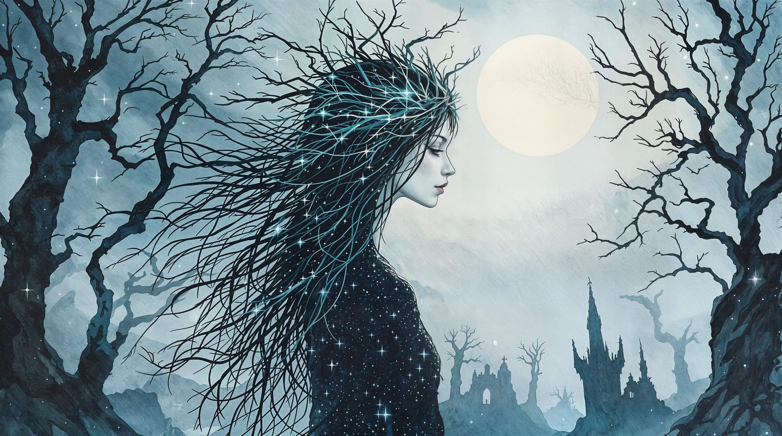 Slender Fairy in Watercolor and Colored Pencil on Textured P...