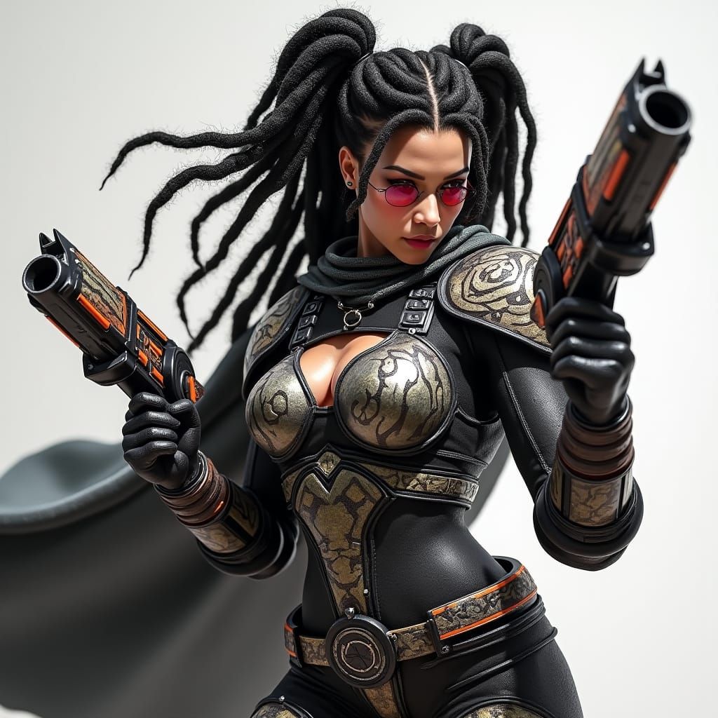 Latina Warrior in Bio-Armor with Yin-Yang Color Scheme