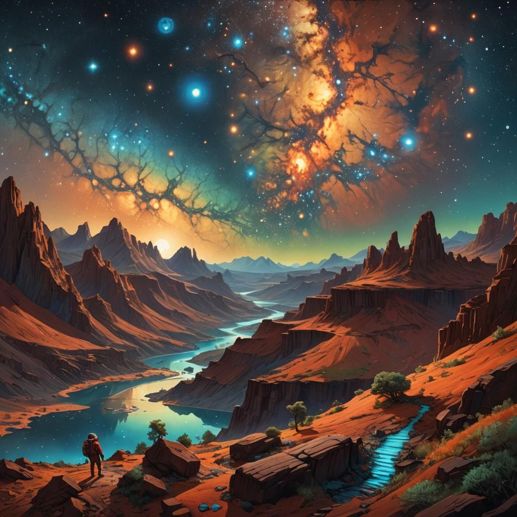 Martian Milky Way in Divine Oil Painting