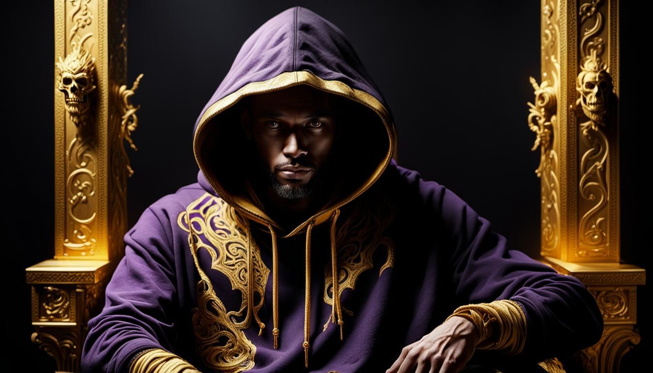 Man on Gold Throne in Dark Fantasy Style