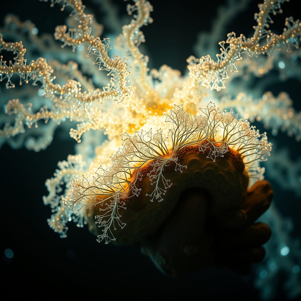 Bio-Data Organism Light Sculpture in Refik Anadol Style