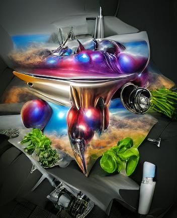 Organic Spaceship: Hyperrealistic Marvel-style Airbrush Art