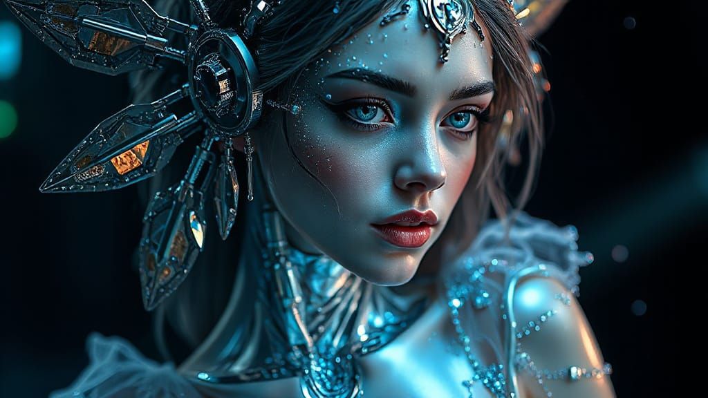 Cybernetic Nymph Melting into Liquid Metal