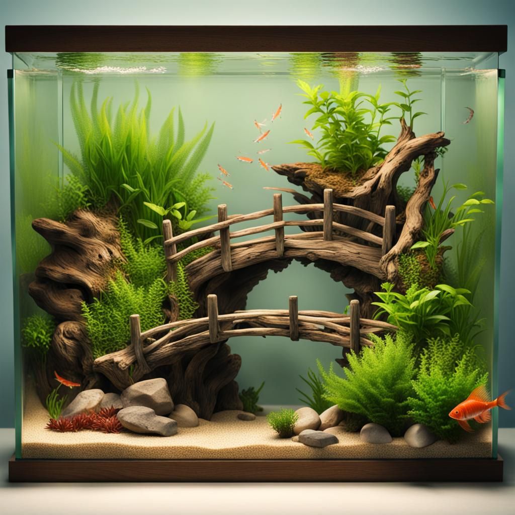 Lush Naturalistic Fish Tank with Shrimp and Fish