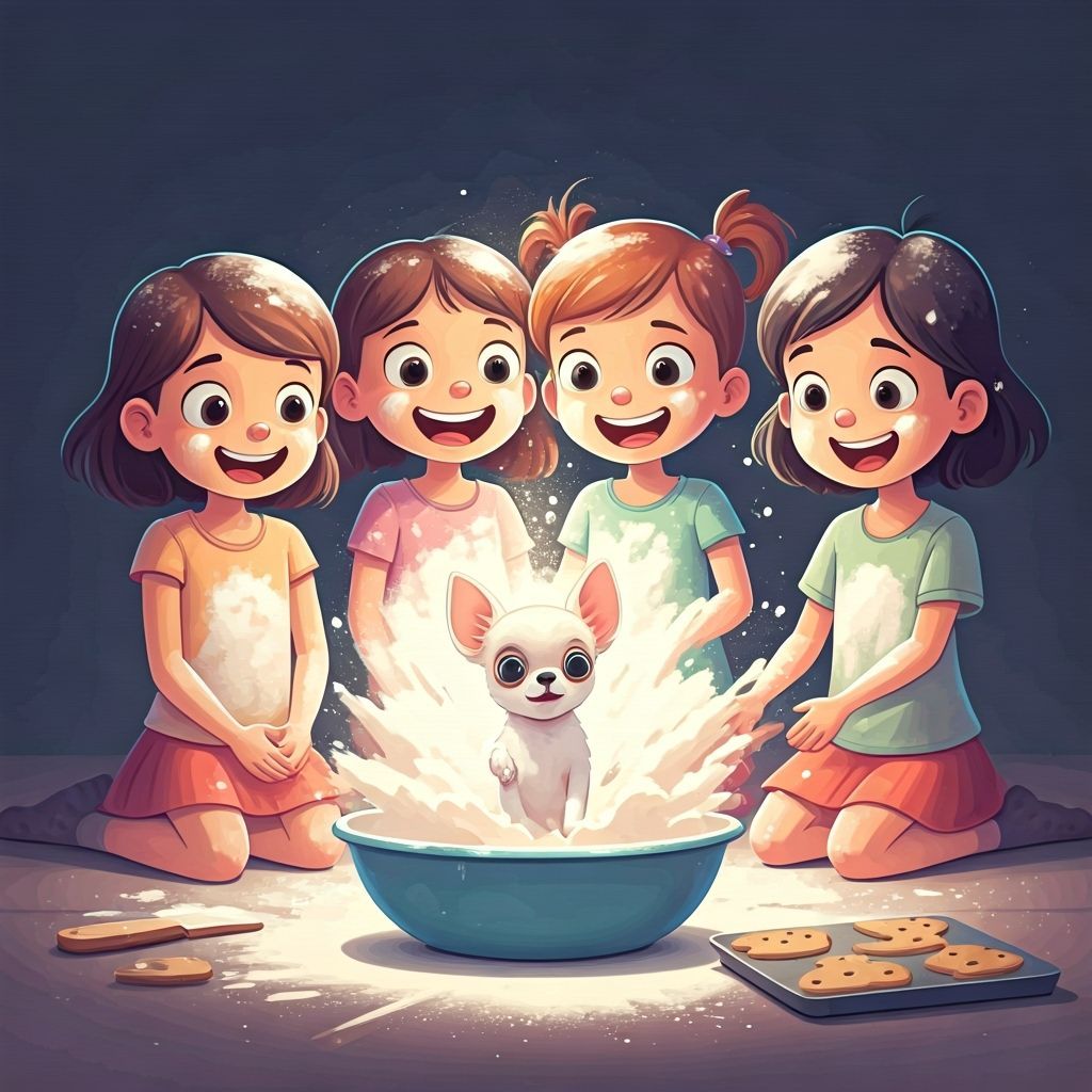 Flour Power: Chihuahua's Kitchen Mishap in Cartoon Style