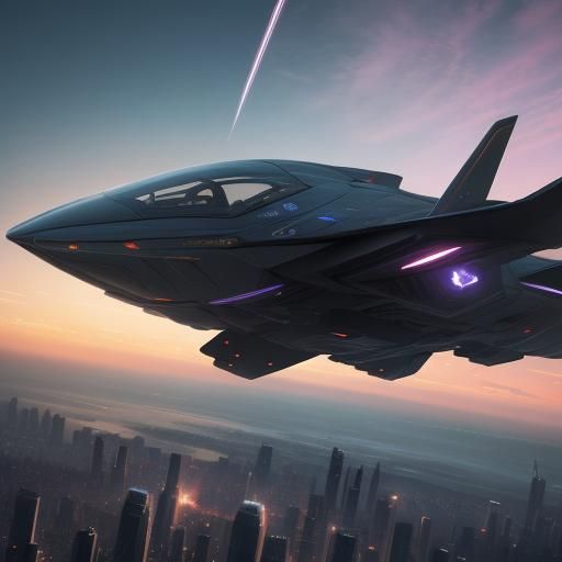 Futuristic Sci-Fi Cityscape at Sunset in Digital Art