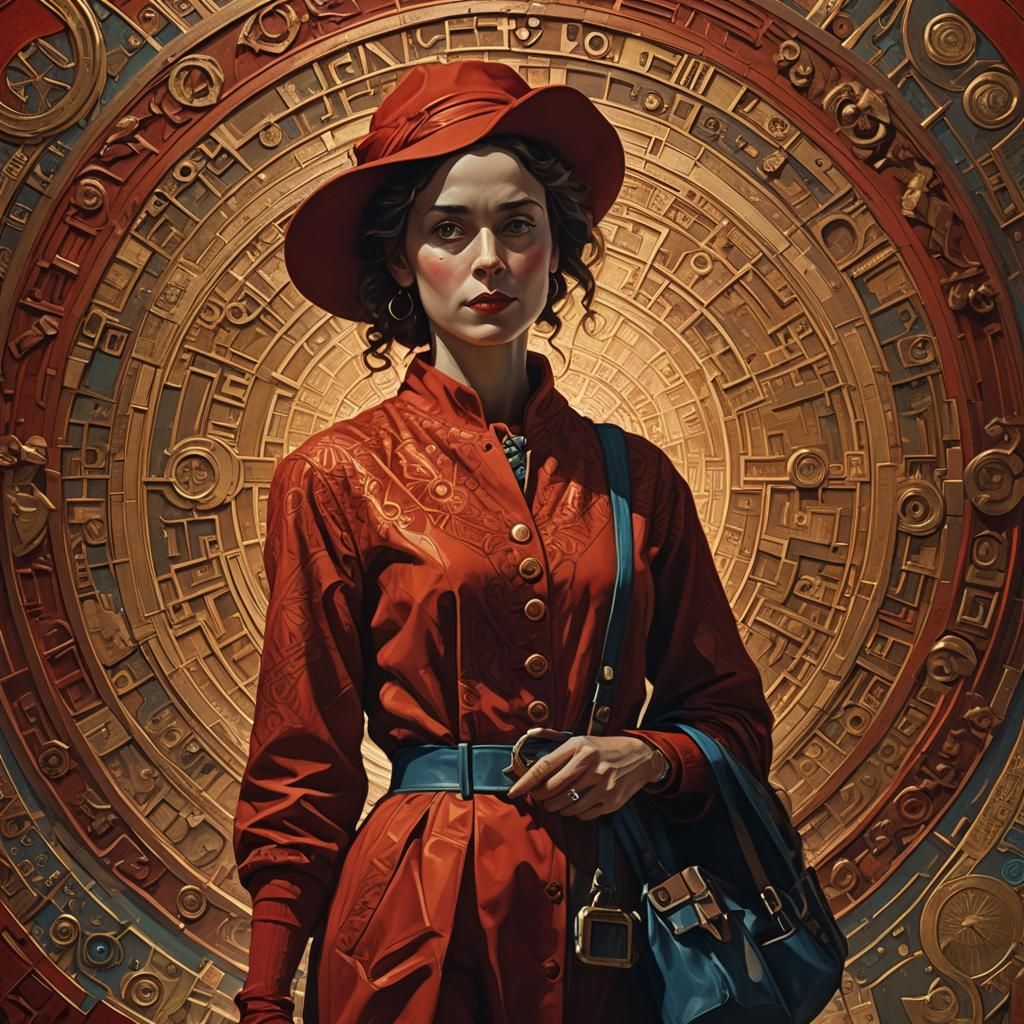 Wanted Woman in Red: Art Deco Era Painting