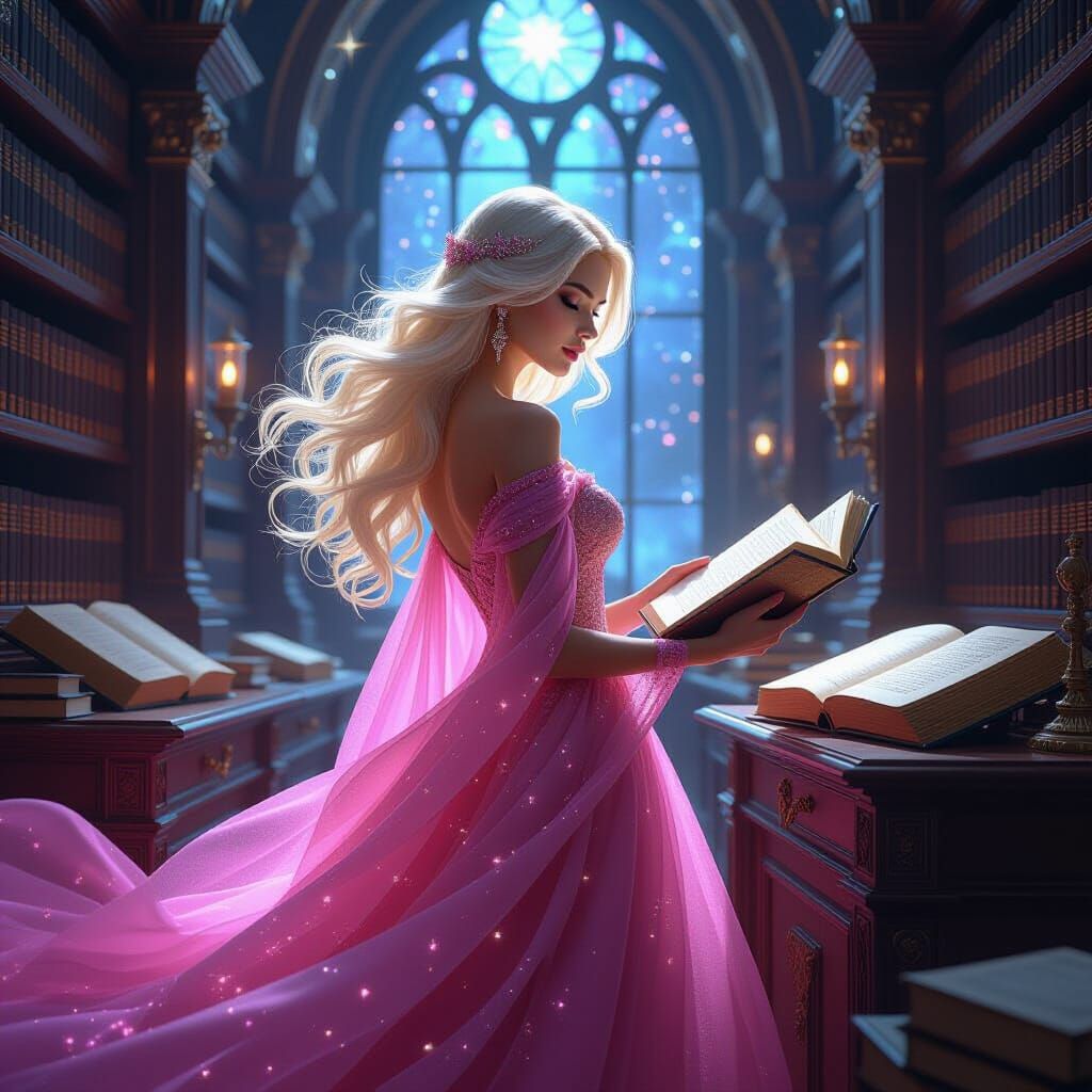 Celestial Librarian Oversees Starry Library