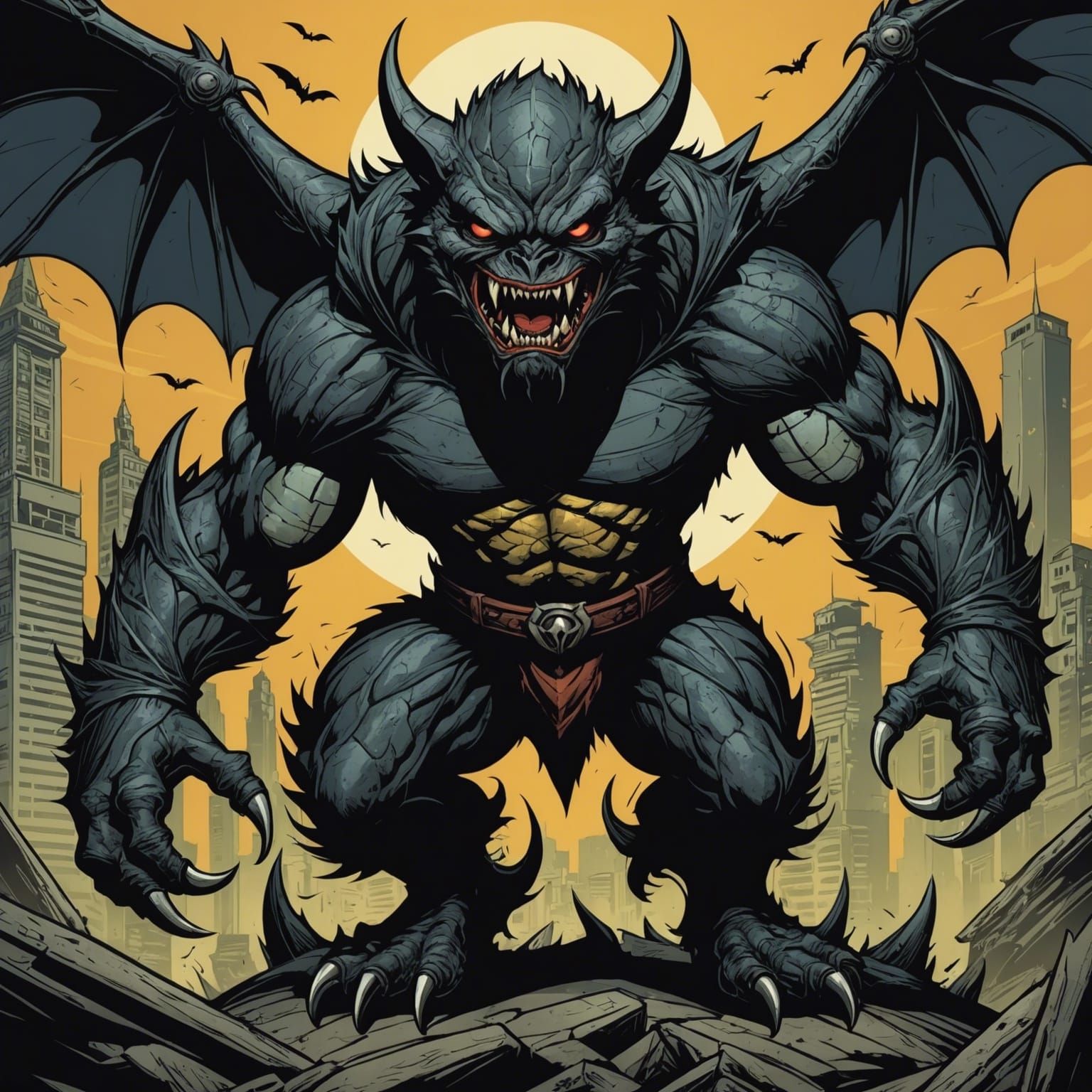 Menacing Filipino Werebat in Comic Book Art