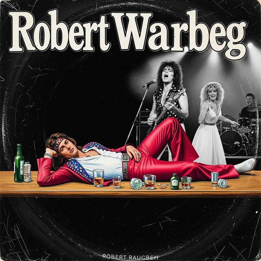 Glam Rock Scene on a Scratched Vinyl Sleeve