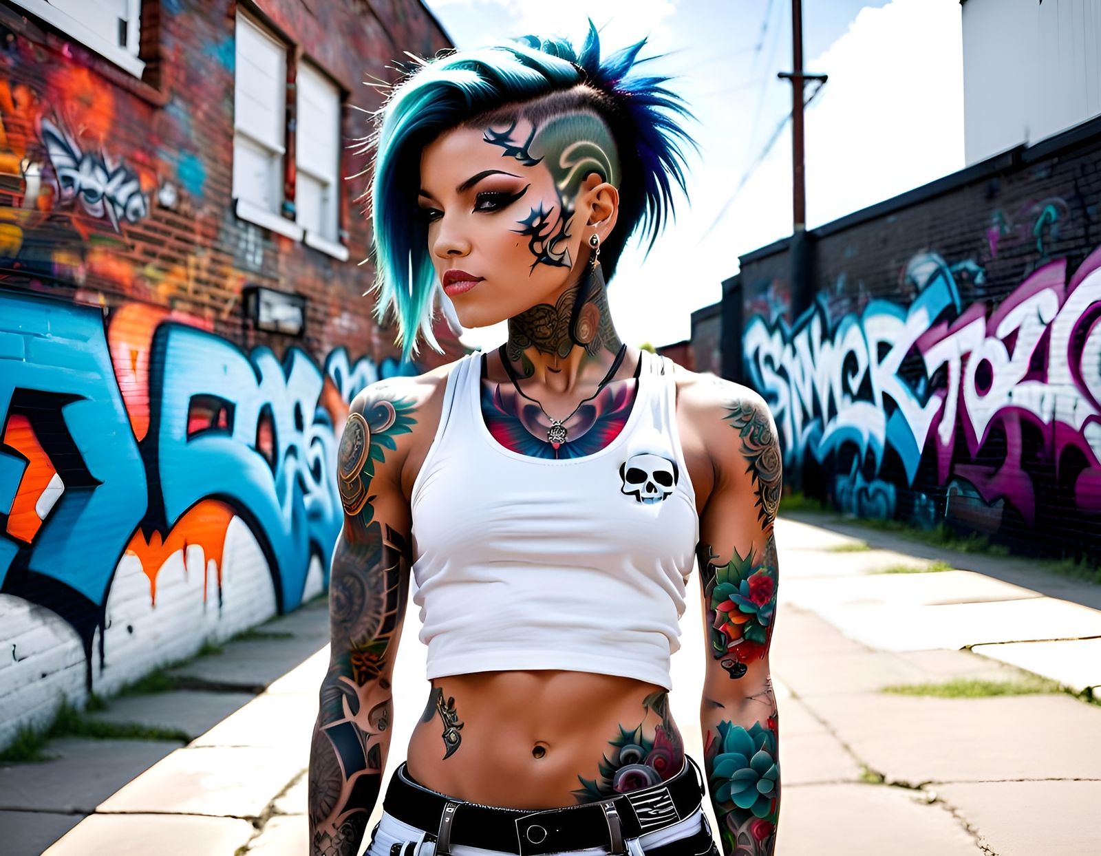 Intricate Pen and Ink Skull Drawing