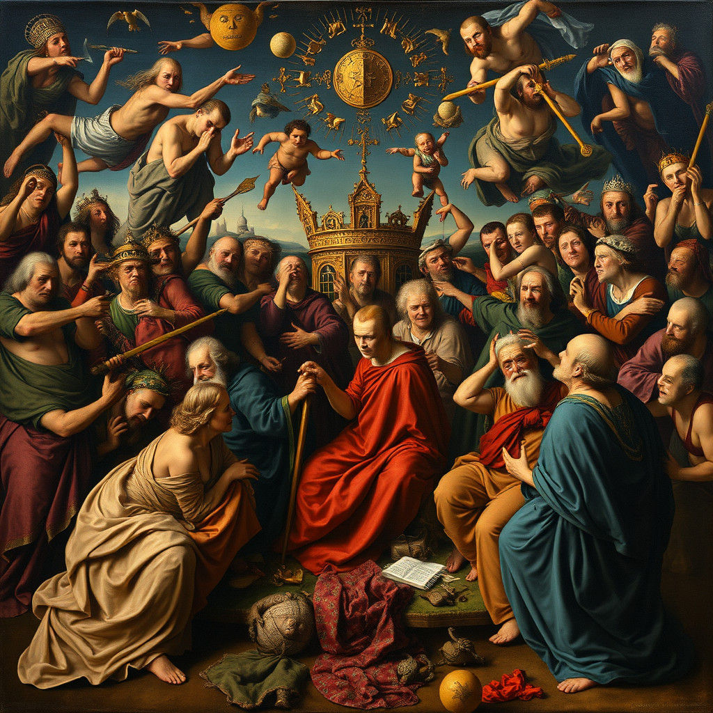 Intricate Renaissance Painting: Coronation of the Mad