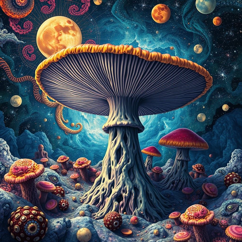 Psychedelic Mushroom Shamanic Journey Fractal Art