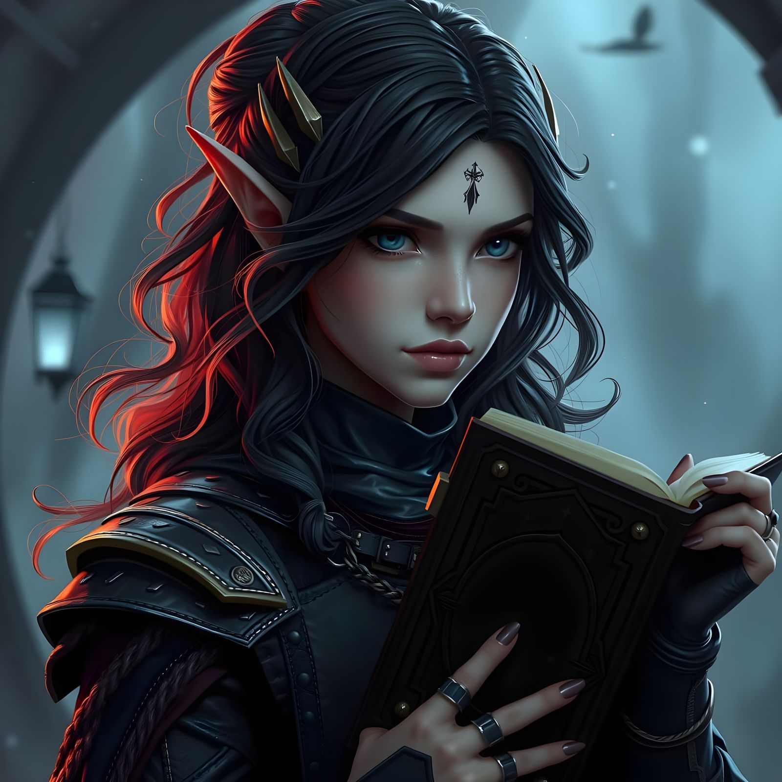 Starlight Elf Sorceress in Detailed Matte Painting