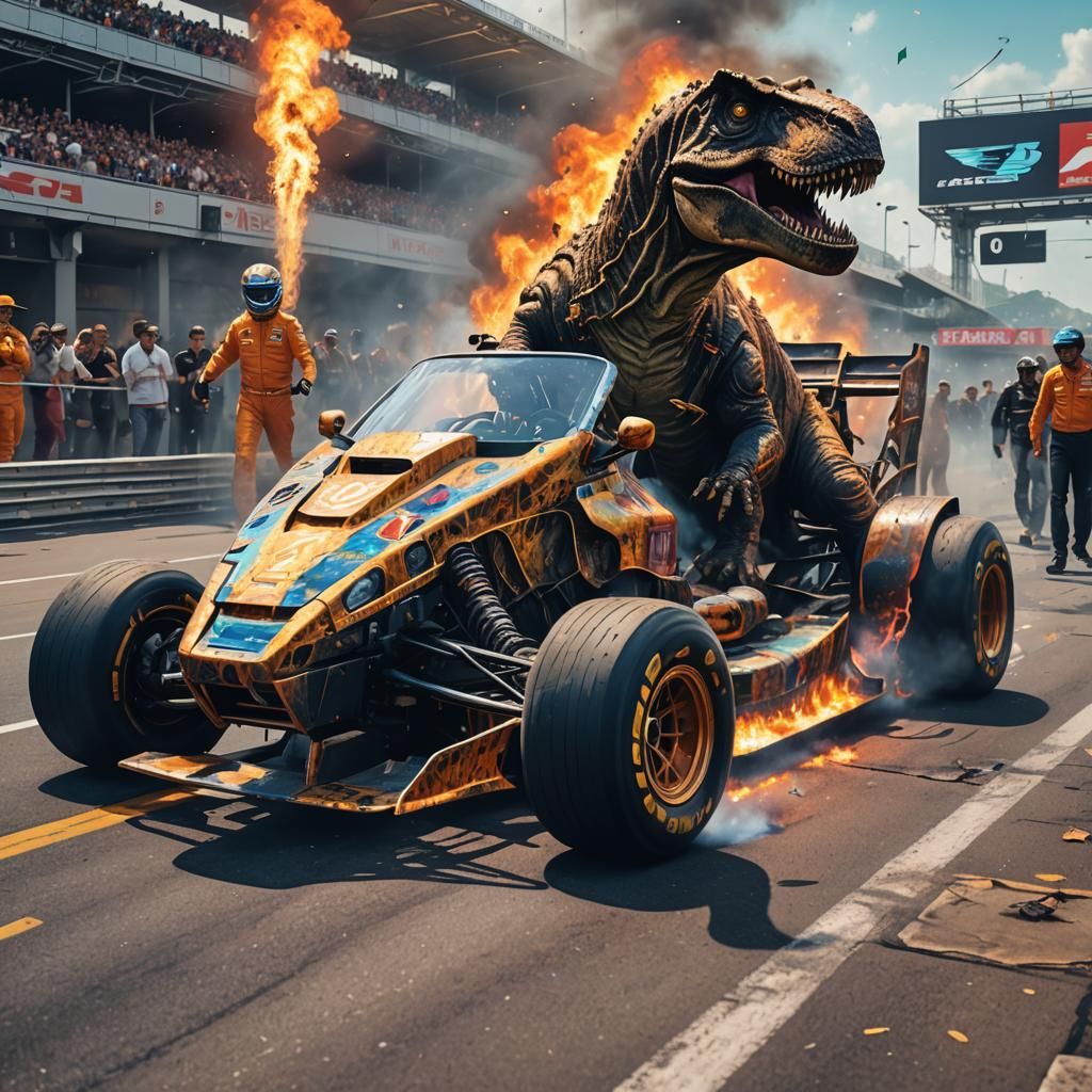 T-Rex is a formula 1 driver! 🏎🦖 (cosmic style) 2