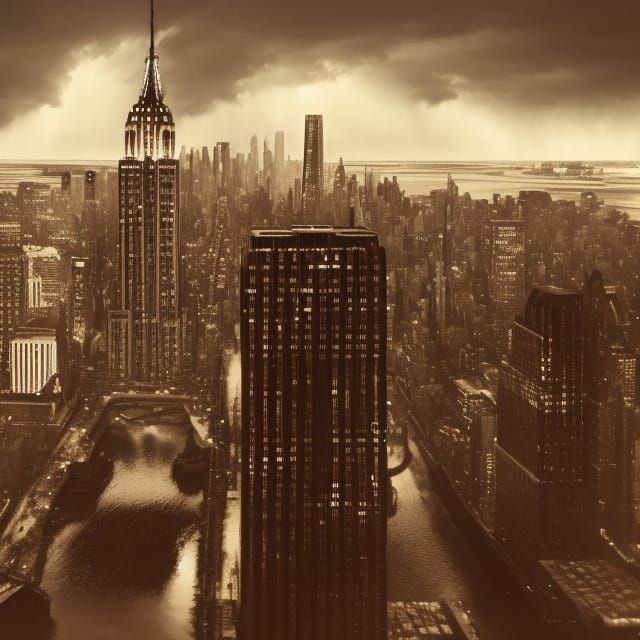 New York City Skyline in Art Deco Style