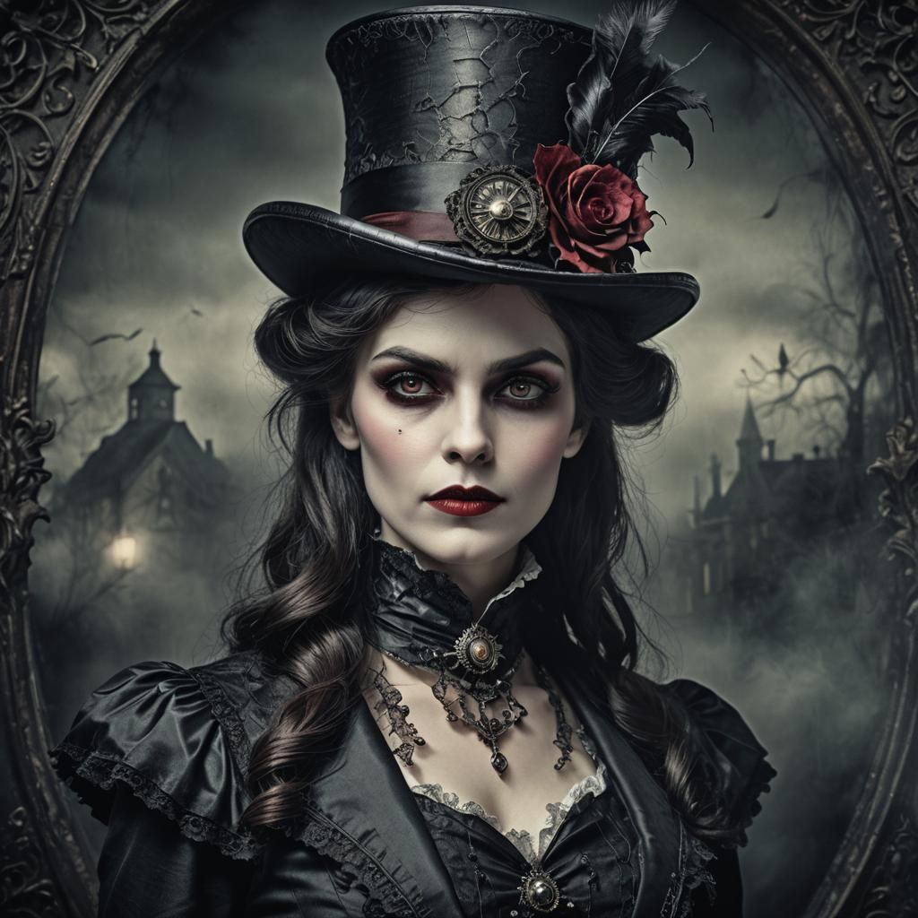 Sinister Victorian Vampire in Top Hat