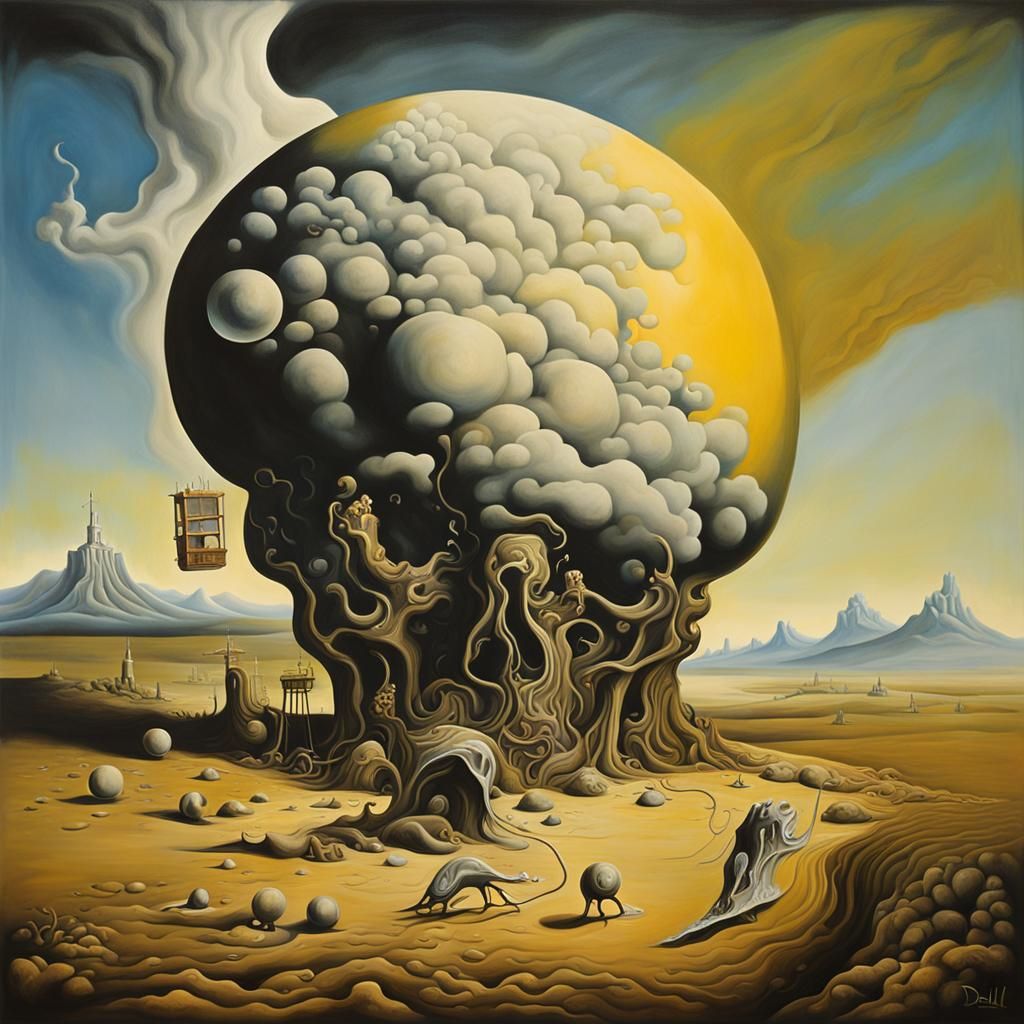 Surrealist End of the World: Dali-Inspired Oil Painting