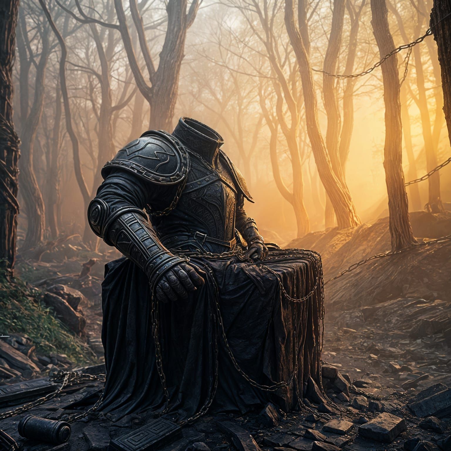 Surreal Chains Fantasy Concept Art in Deep Colors