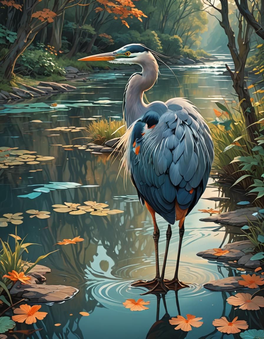 Heron Shows Off Shoes in Surreal Fairytale Illustration