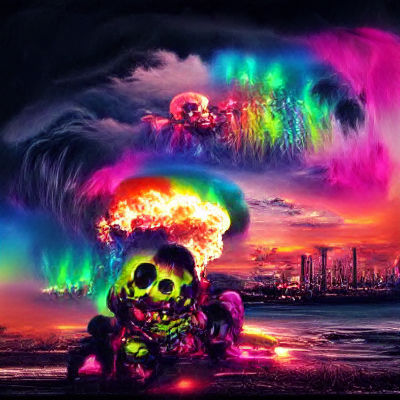 Surreal Nuclear Explosion with Rainbow Waves