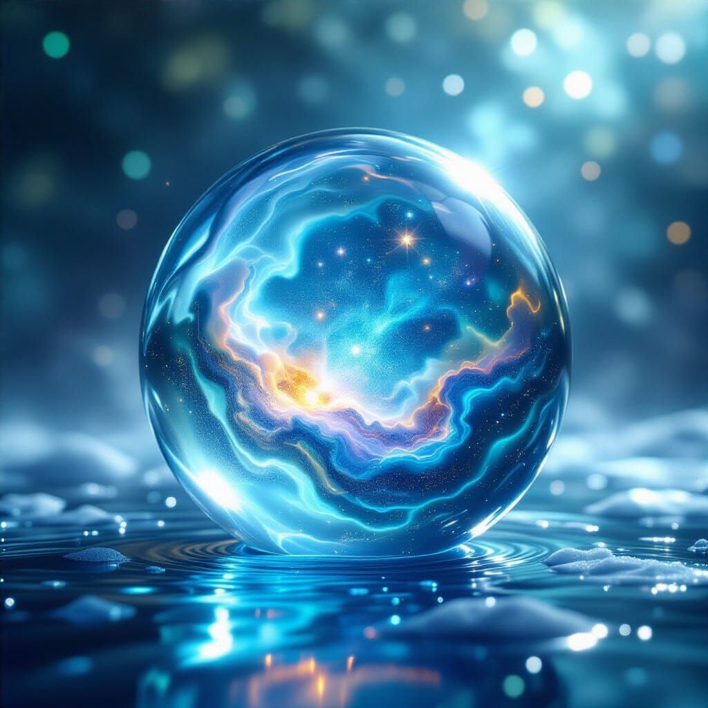 Luminous Orb Infused with Cosmic Hues