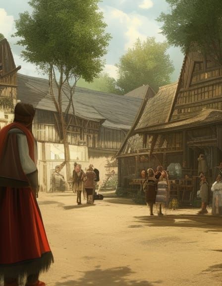 Village Market Concept Art in 8K Resolution