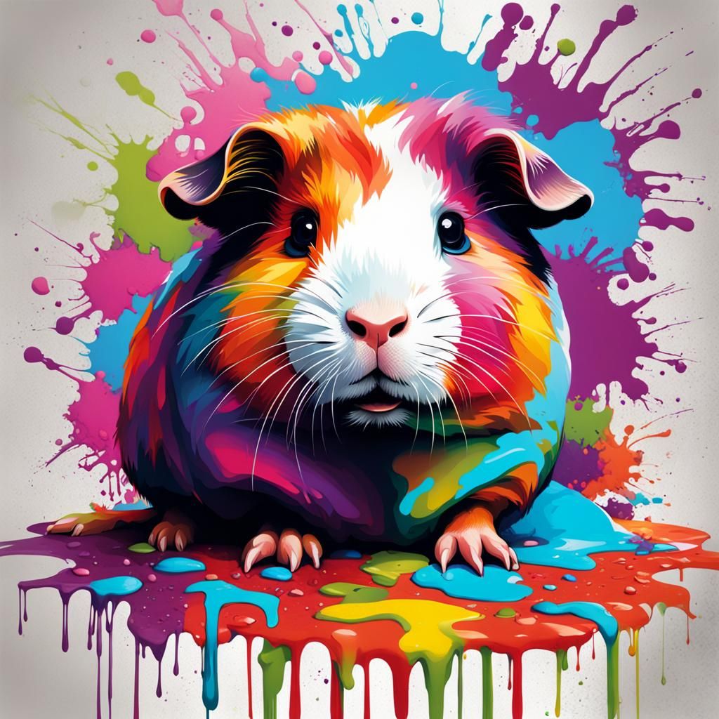 Colorful Guinea Pig Graffiti Street Art