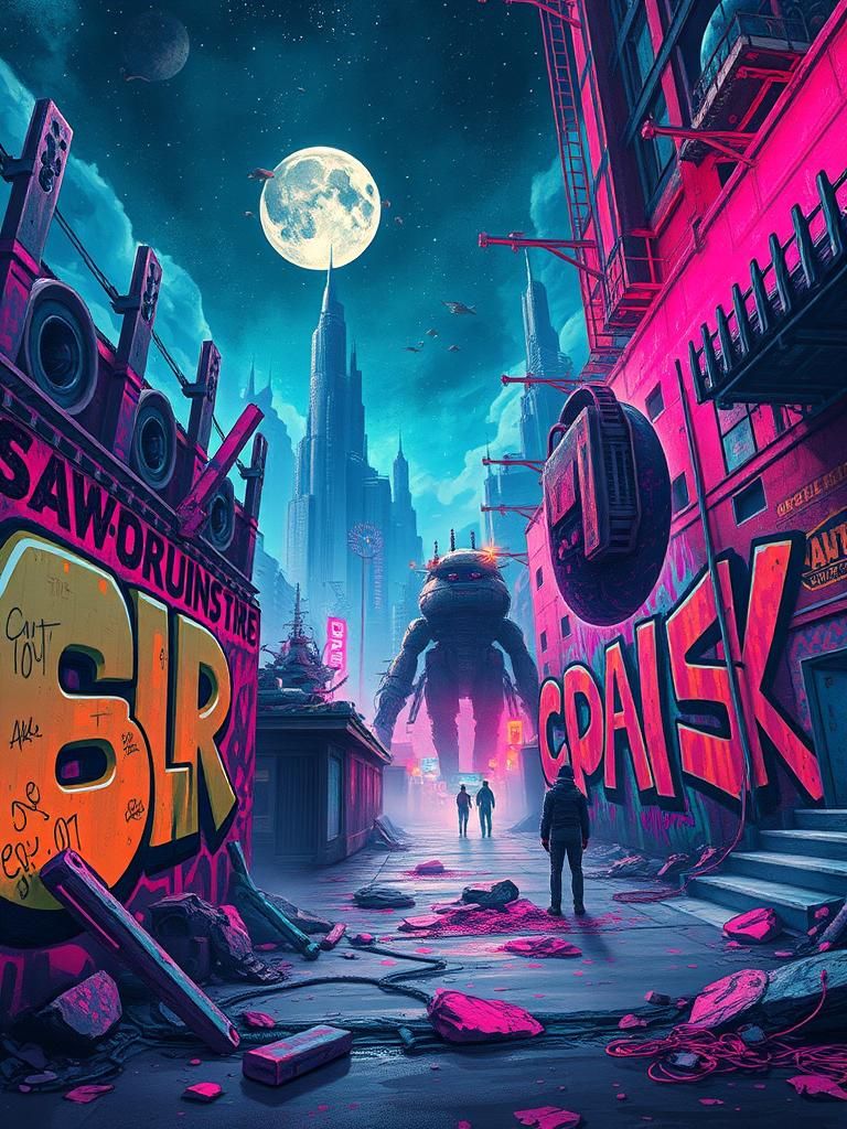 Surreal Futuristic Poster Art in Biomechanical Style