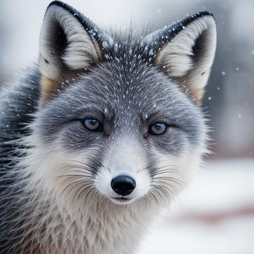 Bluefrost Fox Plays in Snow: Wildlife Photography