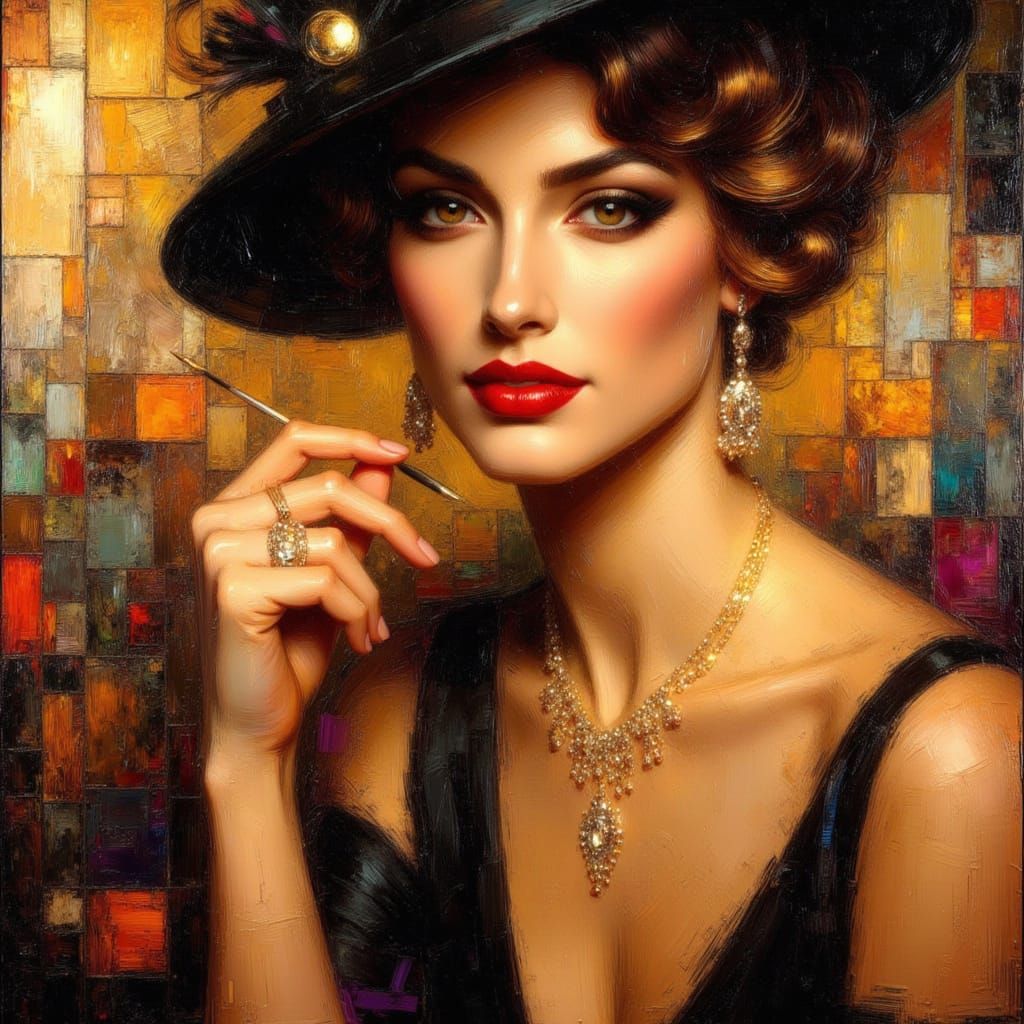 1920s Flapper Portrait in Art Deco Parlour