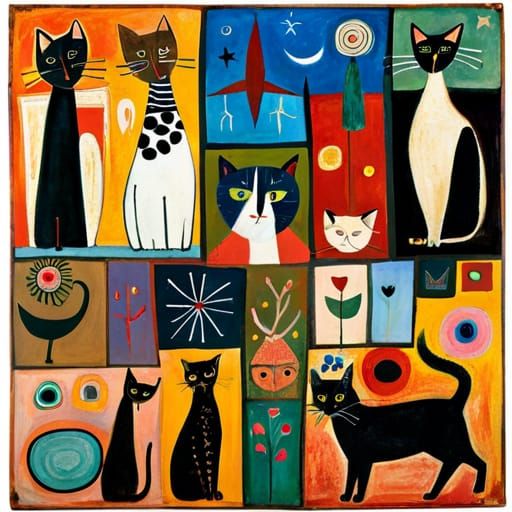 Dancing Cats Inspired by Expressionist Masters