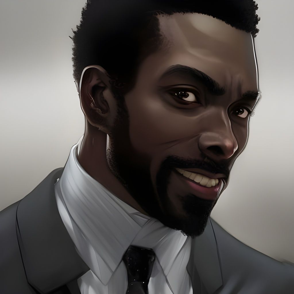 Anime Portrait of a Black Man in Suit