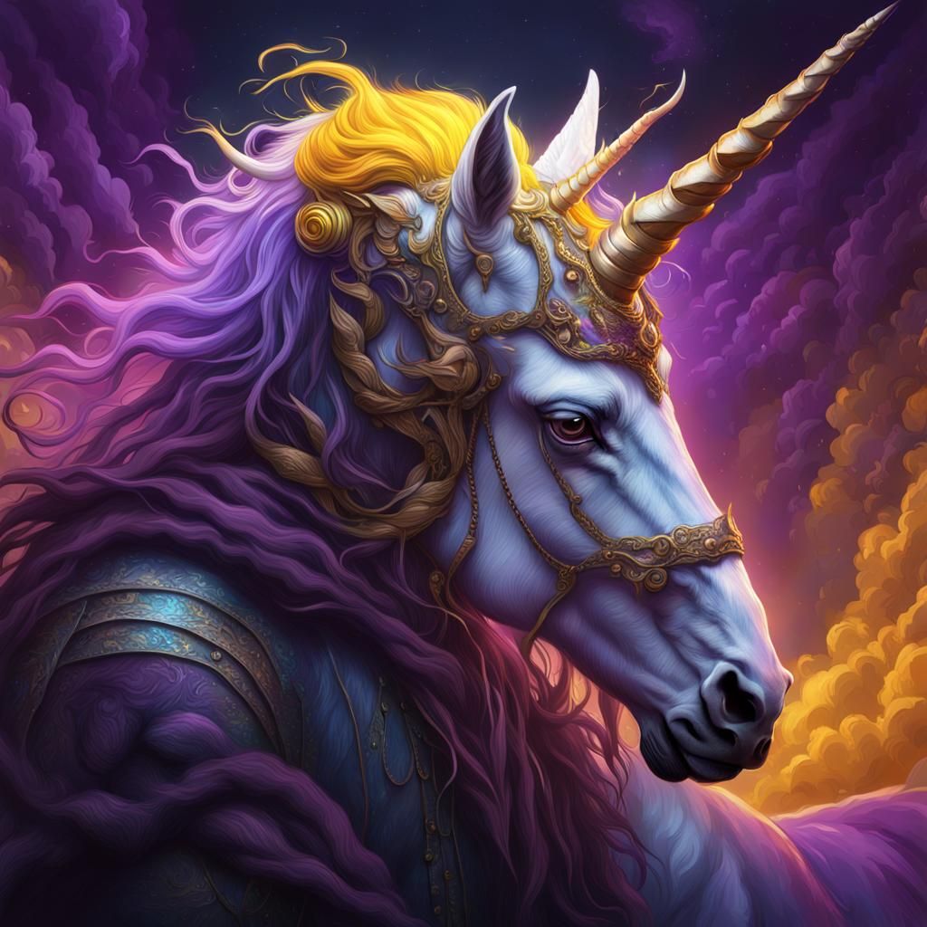 Dark Fantasy: Man and Unicorn Embrace in Death