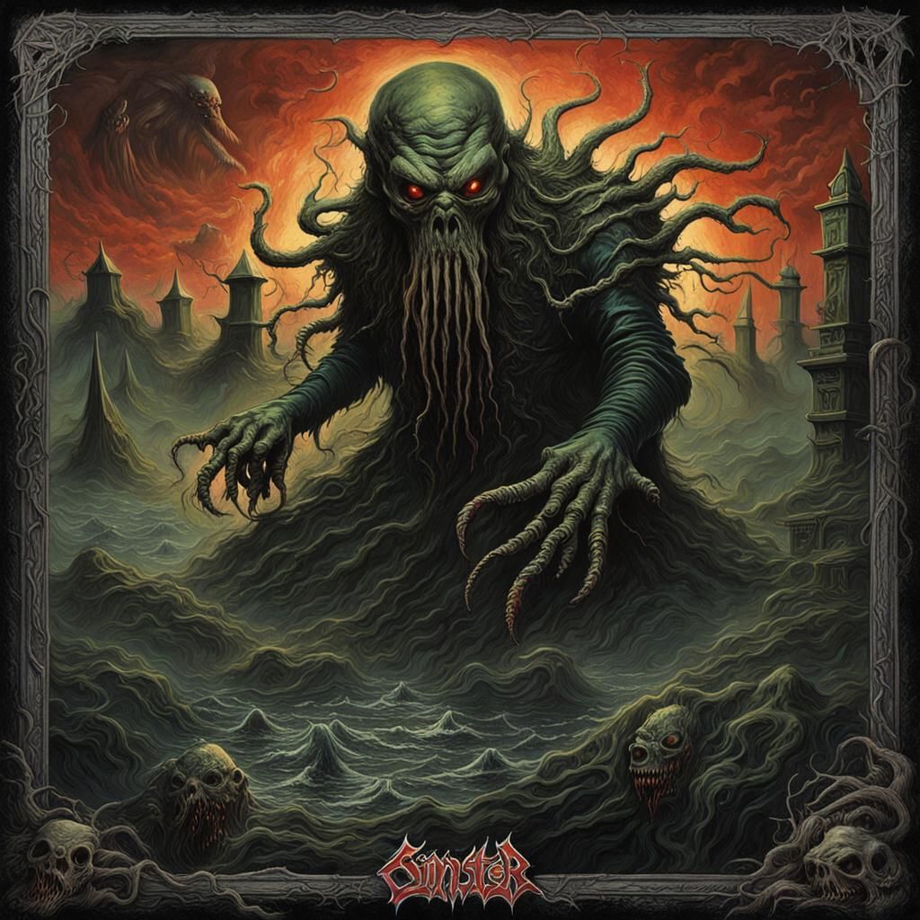 Thrash Metal Album Cover: Cthulhu Horror in 80s Style