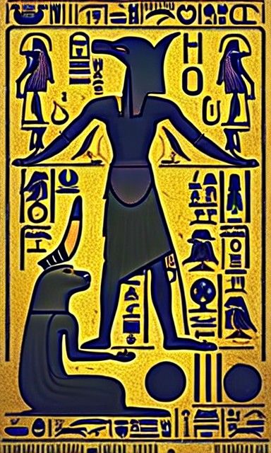 Anubis Using Smartphone in Hieroglyphic Art