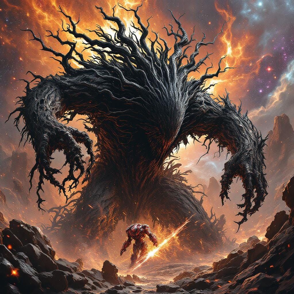 Cosmic Clash: Eldritch God vs. Battle-Mech