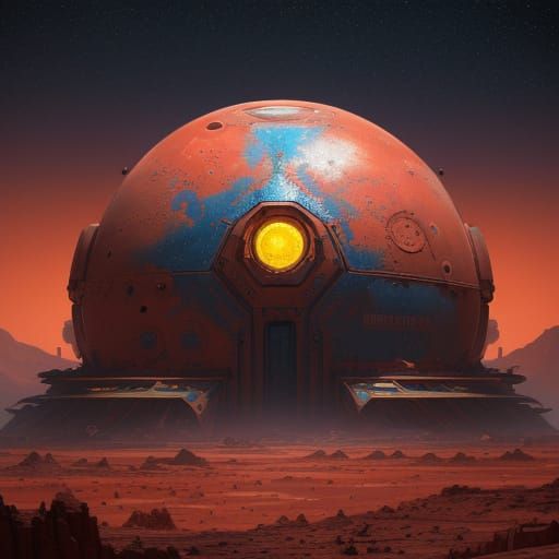 Thriving Martian Settlement Under Biodomes