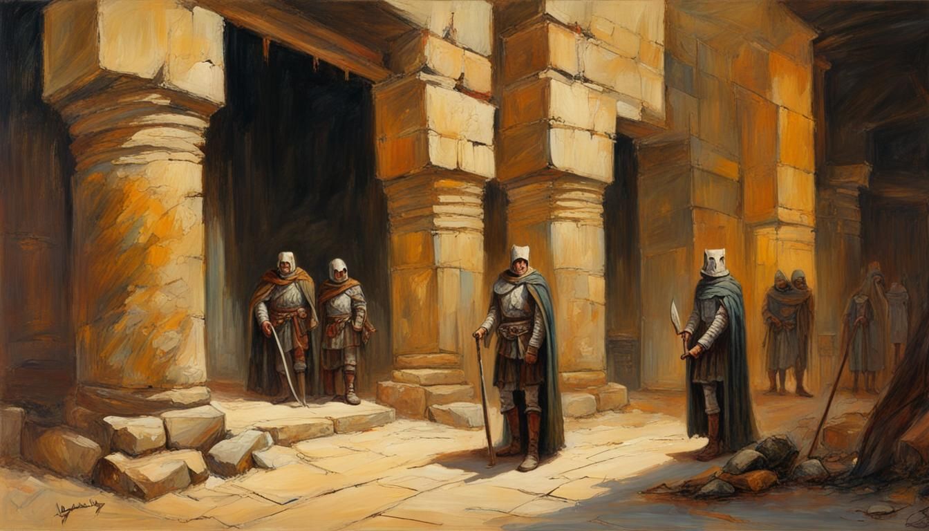Heroes in Stone Hall: Oil Painting