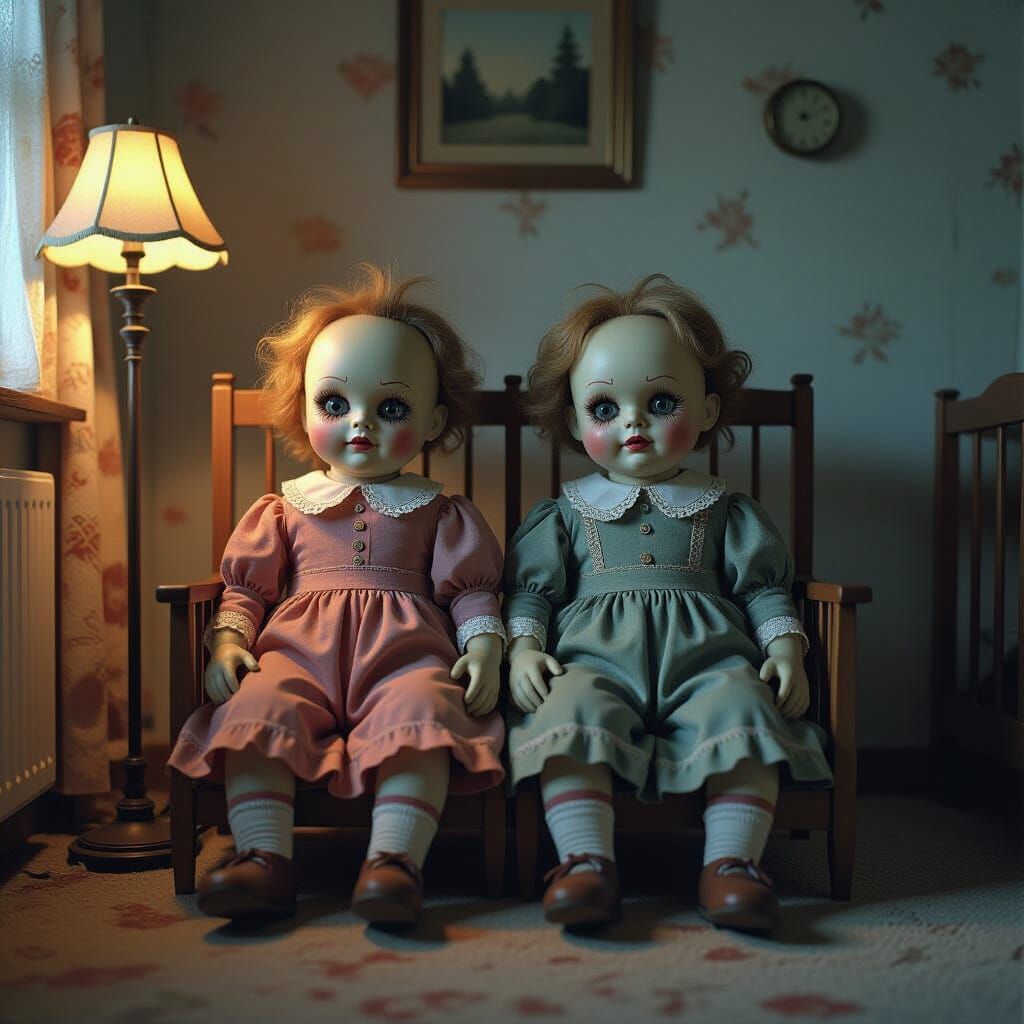 Grotesque Ragdoll Twins in Abandoned Nursery