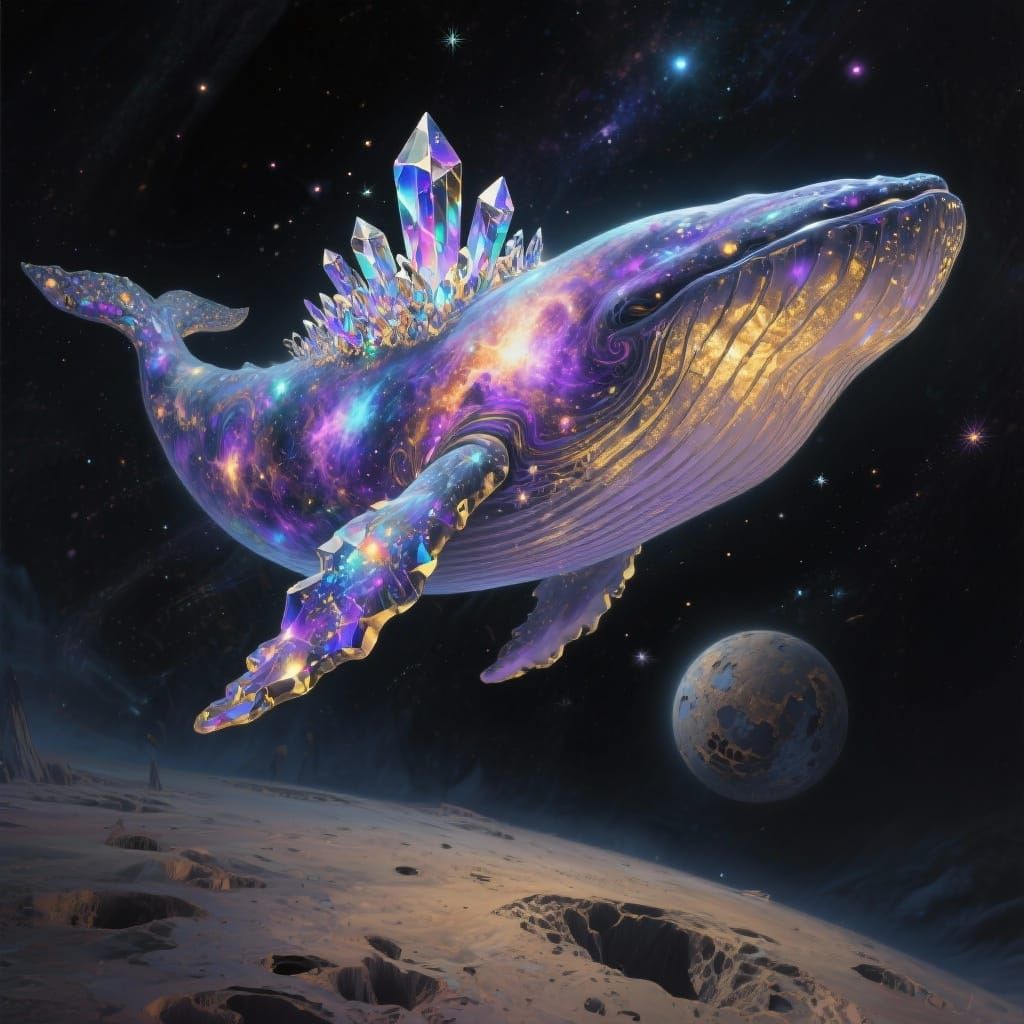 Cosmic Whale Amidst Starlight and Nebulae