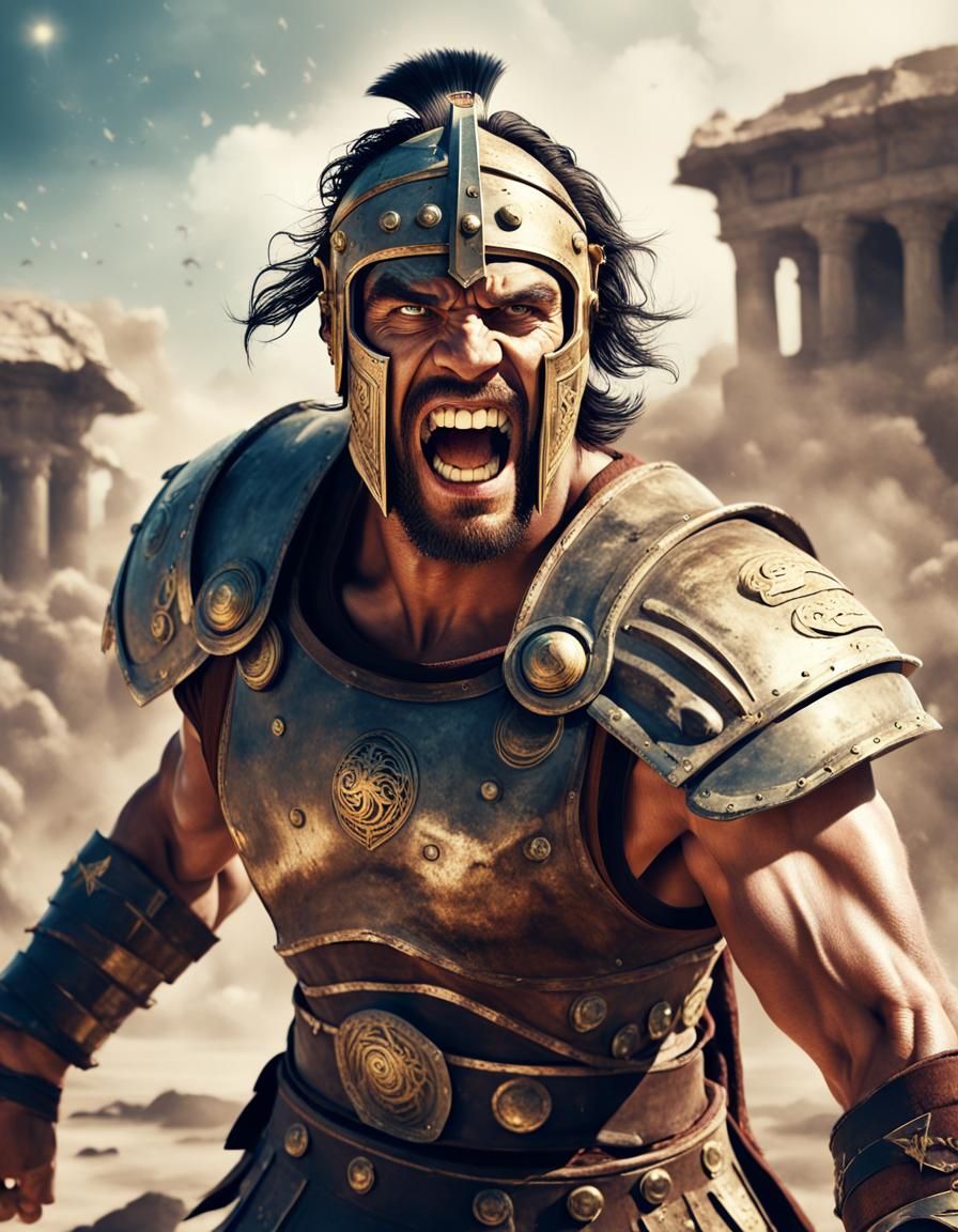 Fierce Gladiator Ready for Sci-Fi Fantasy Combat