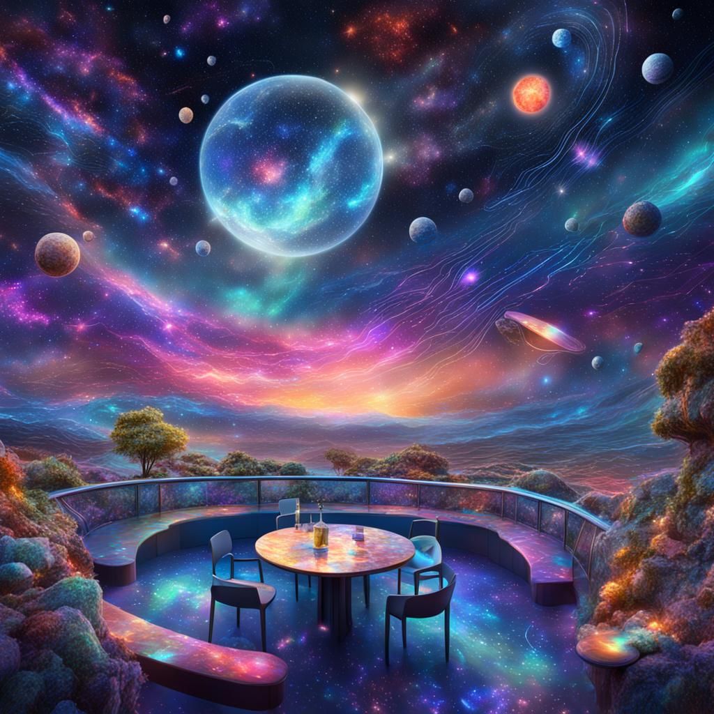 Nightcafe over Galaxy in Astral Illustration Style