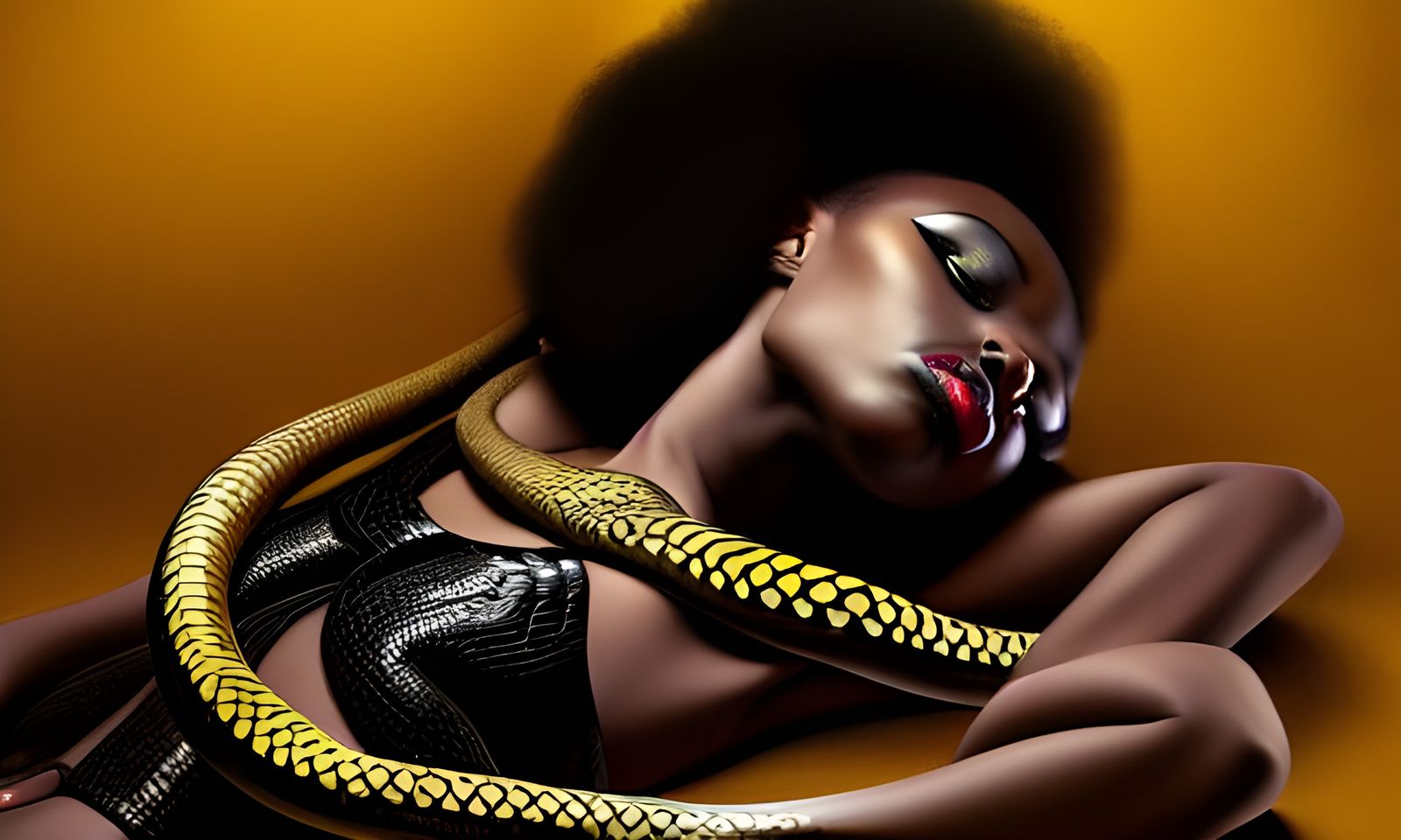 Serpentine Beauty: A Striking Portrait in Photorealistic Sty...