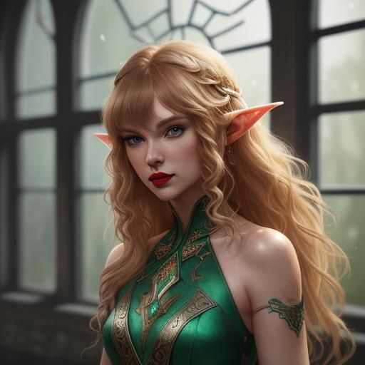 Beautiful Elf Druid Portrait in Fantasy Concept Art